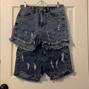 2 mini denim shorts